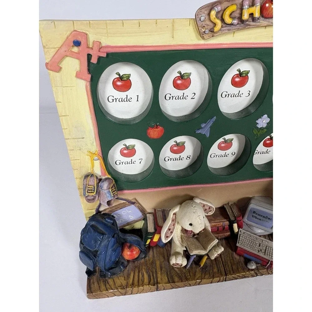 Vintage School Days Bear Bunny Photo Frame Grades 1-12 Holds 12 Photos